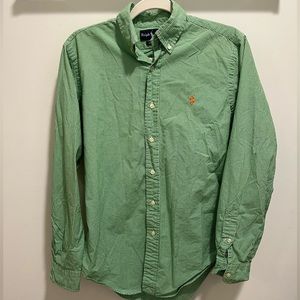 Ralph Lauren Mens Small Button-Down Green Checkered Long Sleeve Shirt